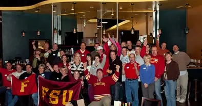 Large group of Ferris State supporters gathered indoors